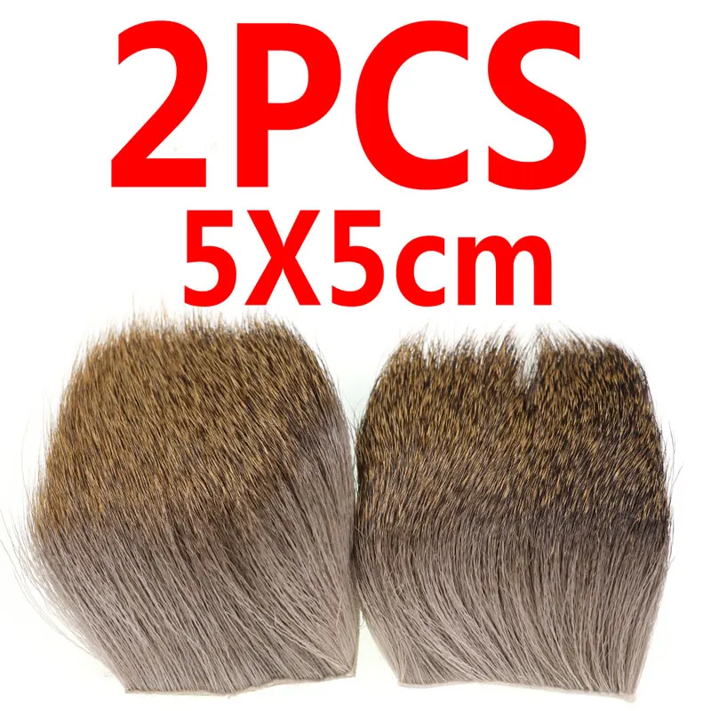2 шт., 5X5 см, материал для завязывания мушек, волосы оленя, накладные, меховые, мухоловки, Минноу, сухие лосиные волосы - Цвет: 2PCS