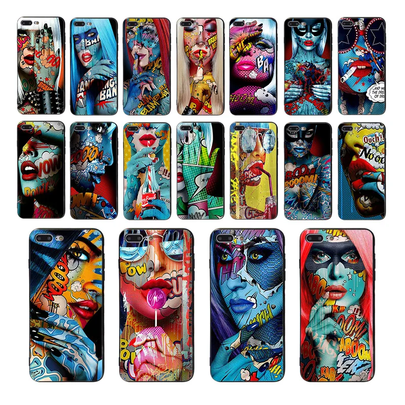 

IMIDO soft silicone Red lips Art of coloured drawing phone case for iphone 7 8 X XR XS XSMAX 6 5 7/8plus 6S/6PLUS 5S 6S SE shell