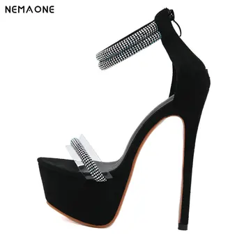 

NEMAONE platform sandals women high heels shoes women pumps peep toe ankle strap shoes woman high heel platform tacones