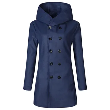 

Trench Coat Men Mid-length Hoody Clothes New Arrival Autumn Winter 2018 Hooded Men's Double-breasted Trench Coat Windbreaker