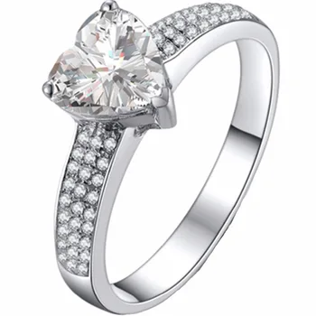 

585 Gold Heart Jewelry Positive Engagement Ring Moissanite 2CT Heart Lab Grown Carbon Ring Jewelry Moissanite White Gold Ring