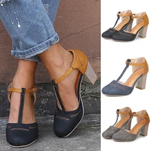 Women Sandals 2019 Fashion High Heels Sandals Summer T-Strap Shoes Woman Casual Block Heel Zapatos Mujer Sandale Femme P25 Women Sandals 2019 Fashion High Heels Sandals Summer T-Strap Shoes Woman Casual Block Heel Zapatos Mujer Sandale Femme P25