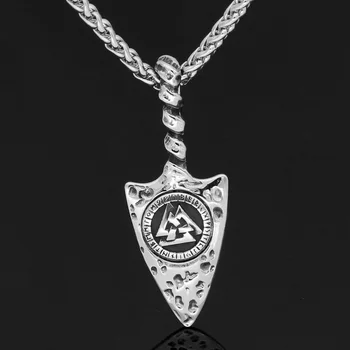 

Nordic Viking Odin Gungnir Amulet Stainless steel Valknut Rune Pendant Necklace For Man