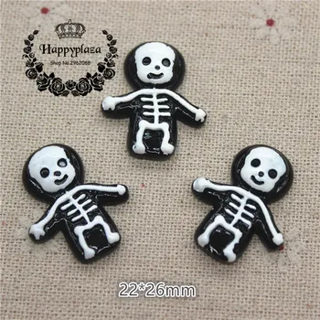 

10pcs Resin Halloween Skeleton Flatback Cabochon Miniature Art Supply Decoration Charm Craft, 21*27mm