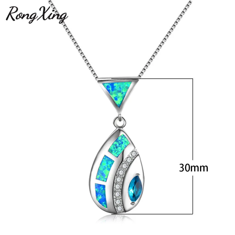 RongXing геометрические голубое/фиолетовое колье с камнем голубой/белый огненный