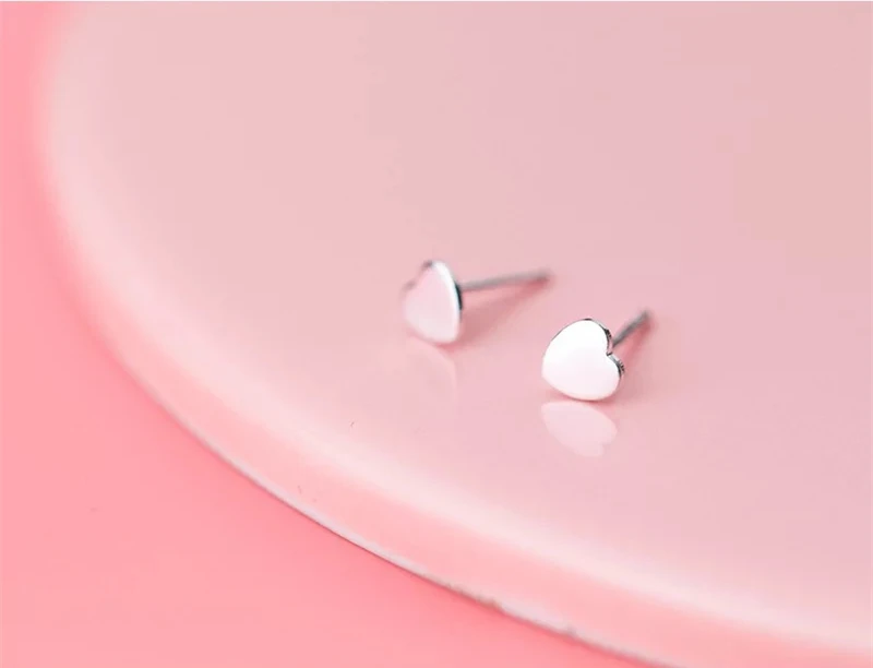 Новые маленькие серьги-гвоздики из стерлингового серебра 925 пробы, серебряные, 3 мм, 4 мм, изящные, с сердечками, более тщательно, мини-серьги, пирсинг для ушей
