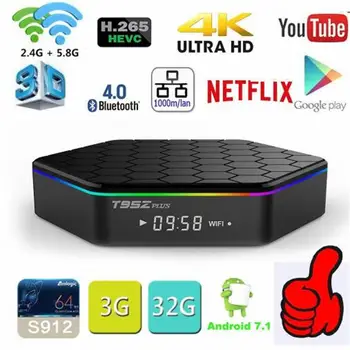 

Original T95Z plus Android 7.1 TV Box Amlogic S912 Octa Core WiFi BT4.0 4K 3GB 32GB Storage Smart Set Top Box Media Player