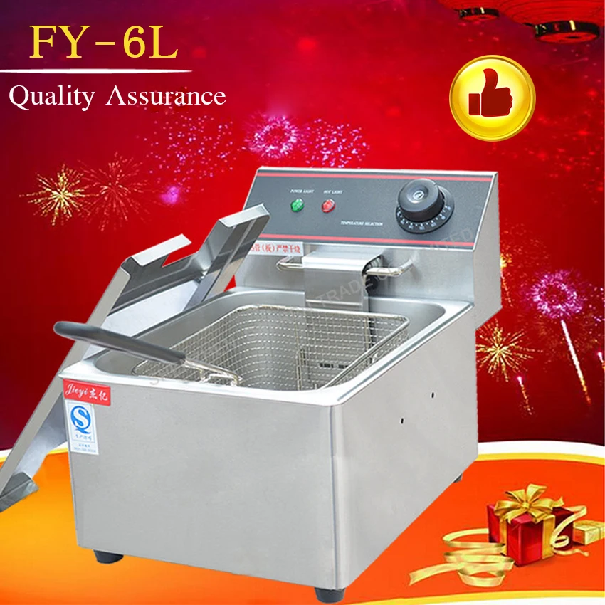 

1PC Electric Fryer Household Single cylinder thermostat no fumes chicken fries machine FY-6L Non-stick pan Hot Sale