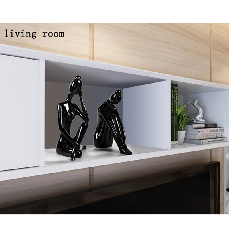 Abstract Art Ceramic Yoga Poses Figurine Porcelain Black White 12 Styles Yoga Lady Figure Statue Yoga Studio Home Decor Ornament (2)