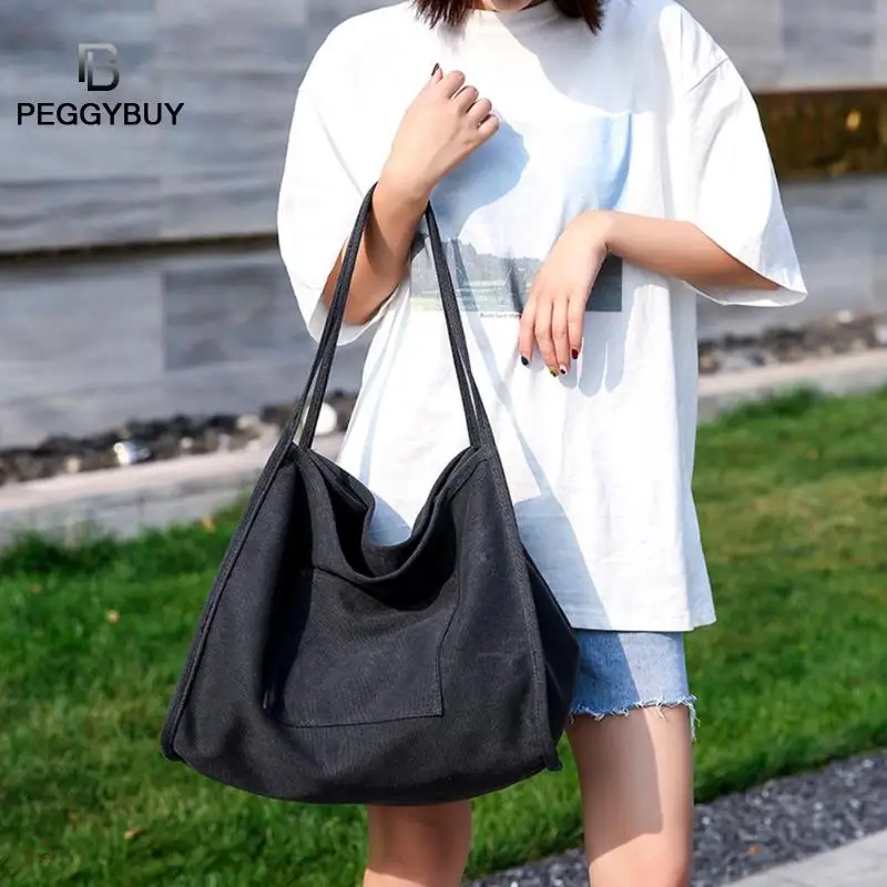 

Simple Pure Color Canvas Large Capacity Portable Environmental Single-shoulder Handbag Large Top-handle Bags Canvas Totes