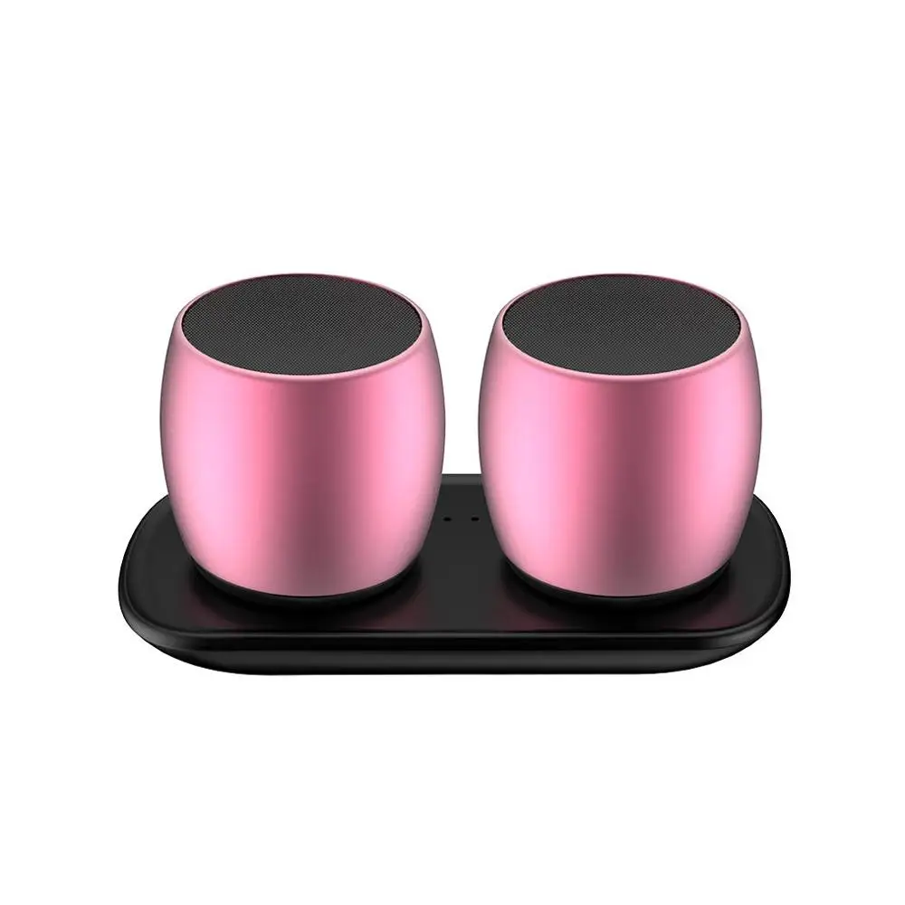 F1 TWS Bluetooth динамик беспроводной портативный мини музыкальный плеер стерео - Цвет: Розовый