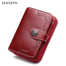 SENDEFN Portefeuille Femme Cuir Porte Monnaie pour Femmes Porte-Cartes Court pour Portefeuille Zipp/é Femmes avec 16 emplacements pour Cartes Anti RFID Portefeuilles