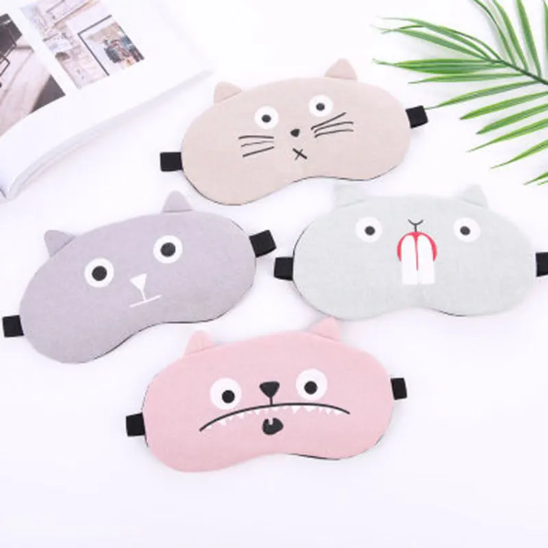 

Cotton Cute Cat Sleeping Eye Mask Cover Travel Sleeping Aid Blindfold Adjustable Pink Bunny Sleep Eyeshade Cover No Ice Bag