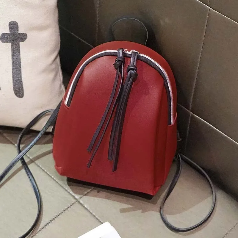 Herald Модный маленький женский рюкзак с кисточкой, школьная сумка для книг для девочек-подростков, Женский мягкий кожаный рюкзак для путешествий, Mochila Sac - Цвет: Красный