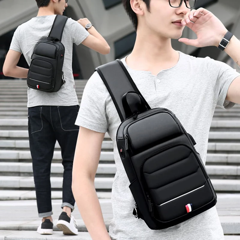 

2019 New Men Chest Bag Anti Theft USB Charging Crossbody Bags Waterproof Male Fashion Shoulder Bag Fit 9.7 inch Ipad ML061