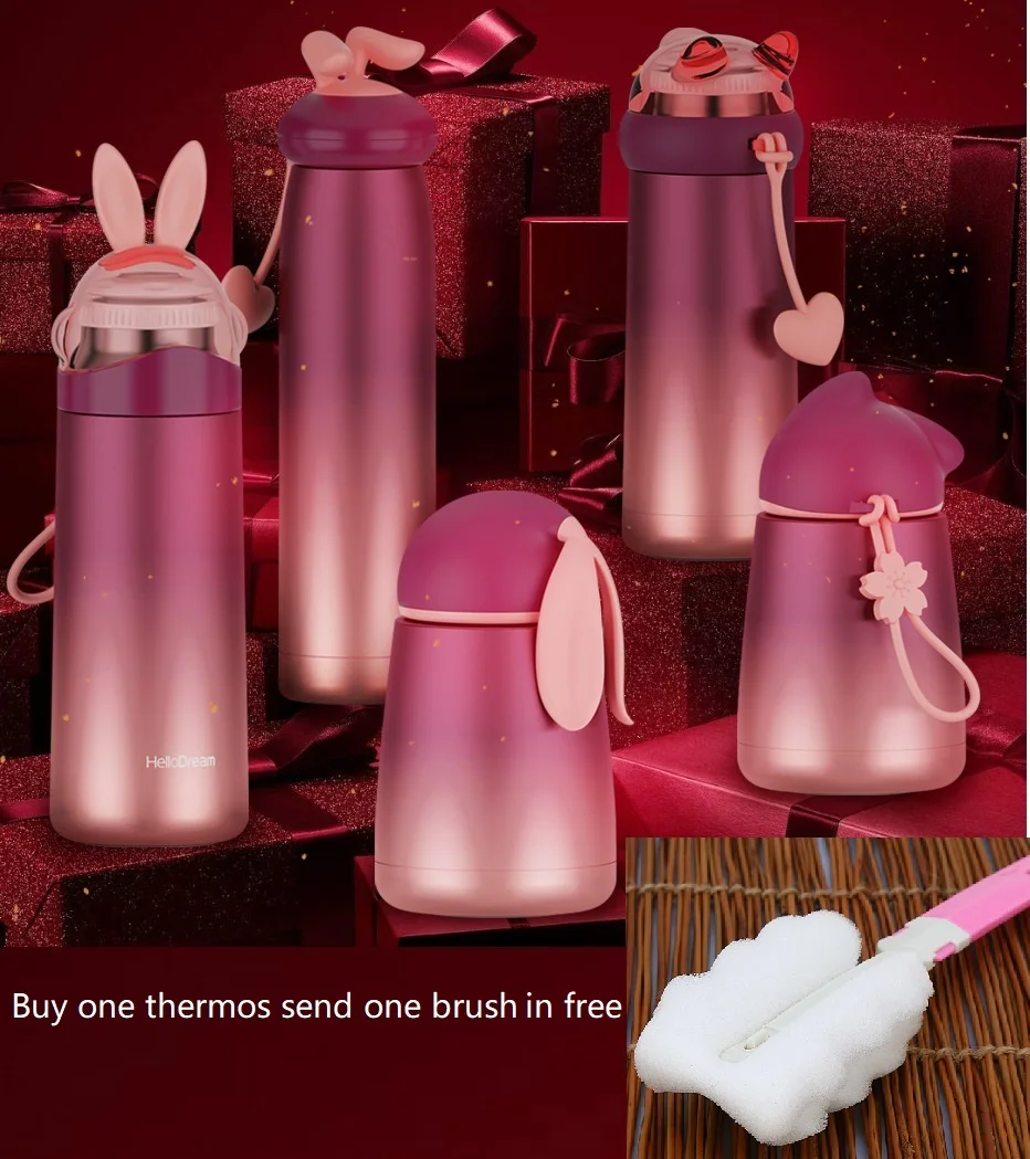 

300-400ml Stainless Steel Termos Mug Rabbit Cartoon Portable Thermoscup Gift Thermos Bottle Insulated Cup Women Vacuum Flasks