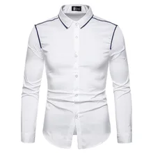 Новинка, мужская мода, контрастные цвета, в полоску, с длинным рукавом, с отворотом, удобная, повседневная, мужская рубашка, размер S-2XL, зимние рубашки для мужчин