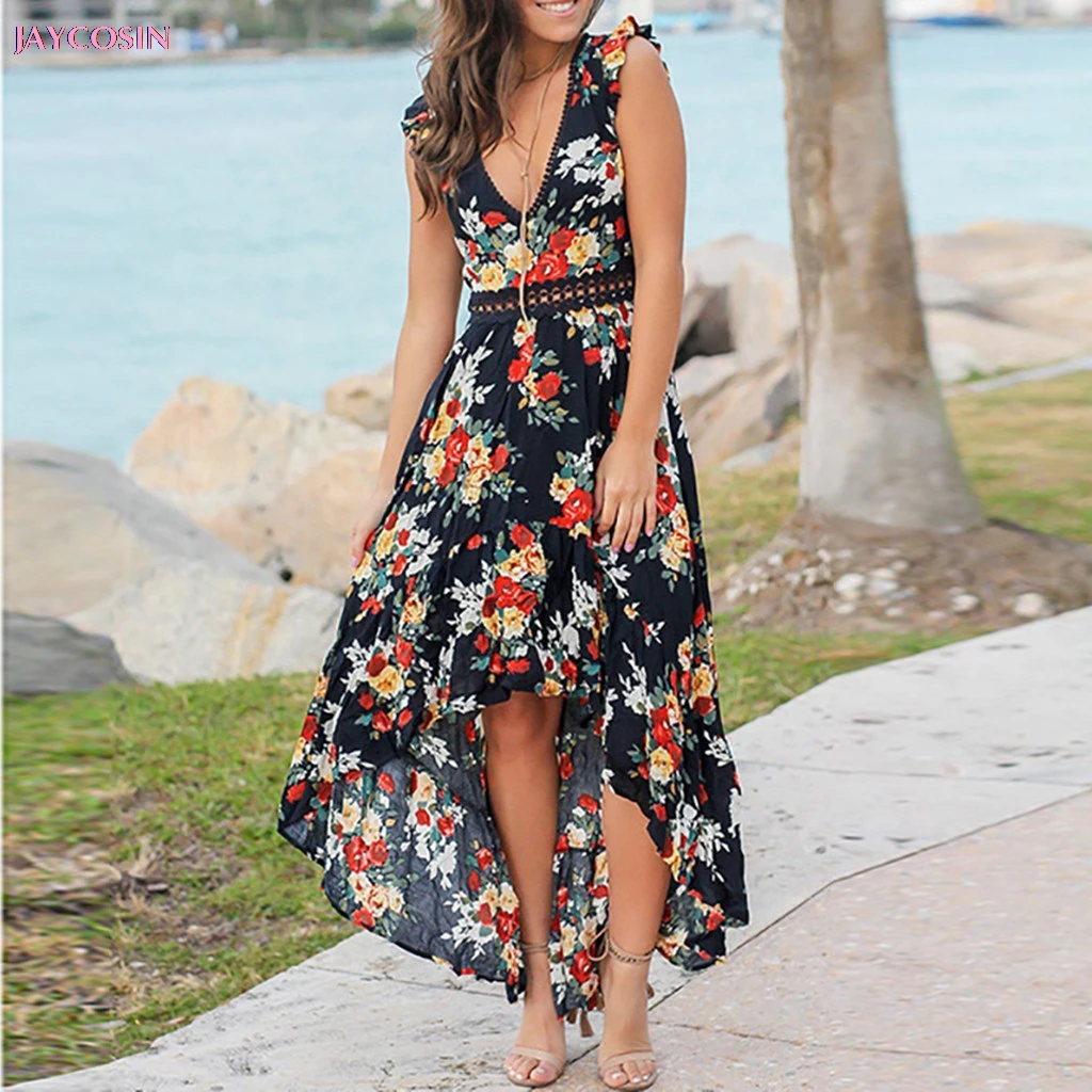 2020 Dress S- XXL Size Women's Floral Bodycon Derss Mid-Calf Elegant Sleeveless Ruffle Midi Party Lover Gift Drop #0409 | Женская