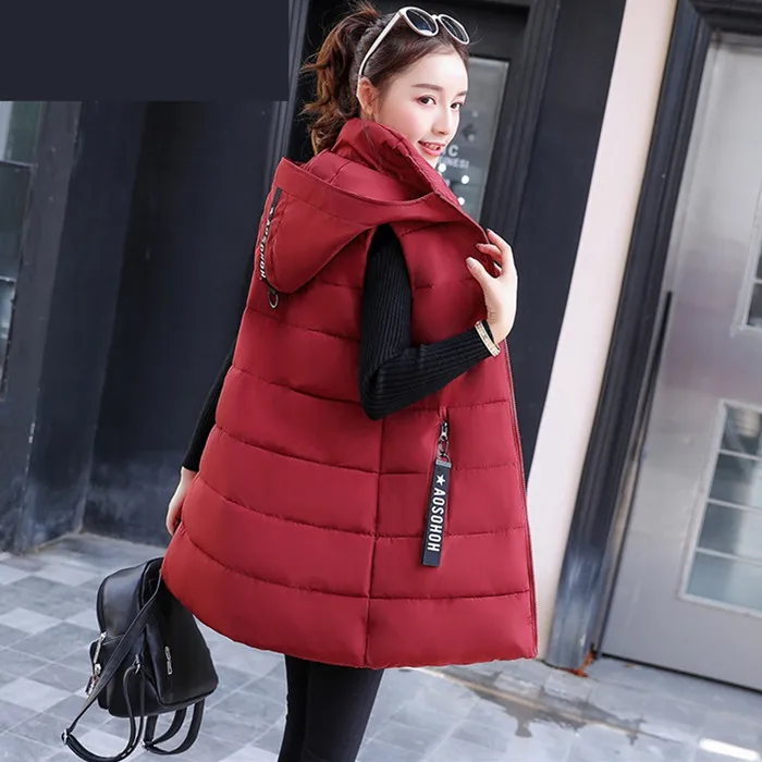 white puffer coat UHYTGF Korean Women Winter Down Cotton Jackets 2022 Plus Size Long Sleeveless Warm Tops Fashion Hooded Chic Girl Parker Vest 427 long down coat