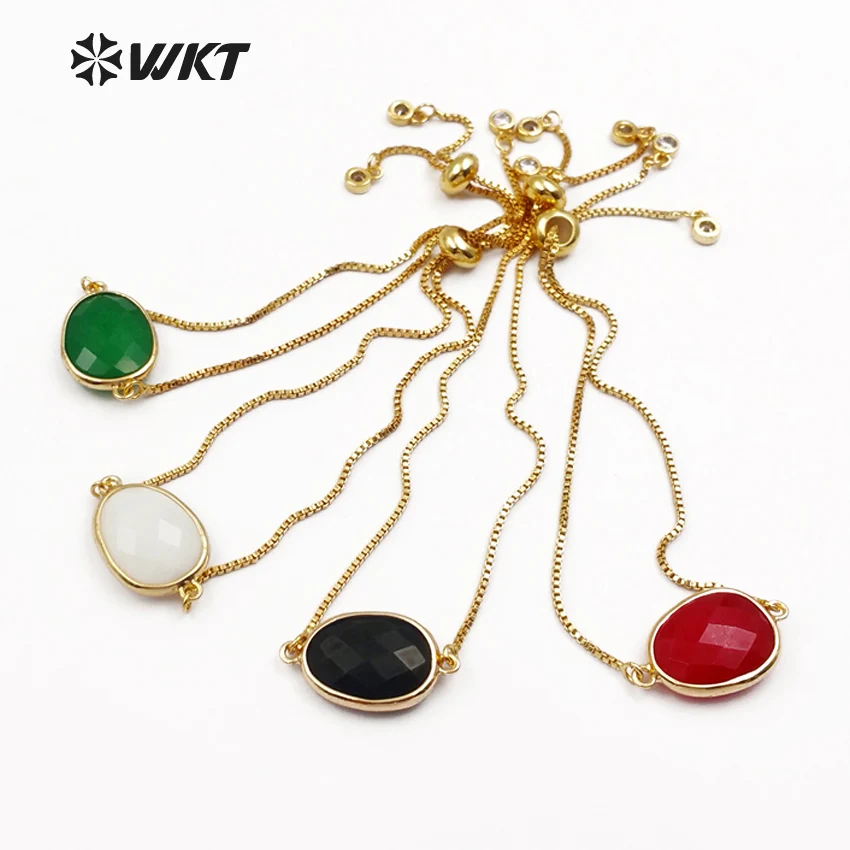 WT B419 Wholesale 5pcs Custom Natural stone Charm Connectors Bracelet