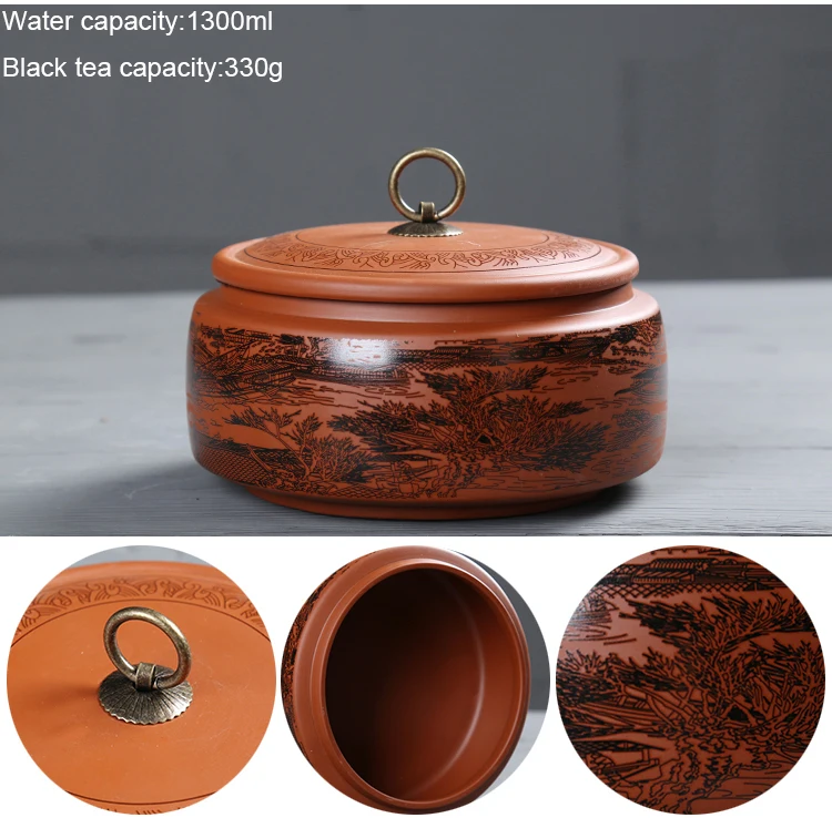 Винтажный Фиолетовый Глиняный чайный набор, керамический чайный Caddy Puer чайные банки, банка для хранения чайного торта, герметичный контейнер, кухонные аксессуары