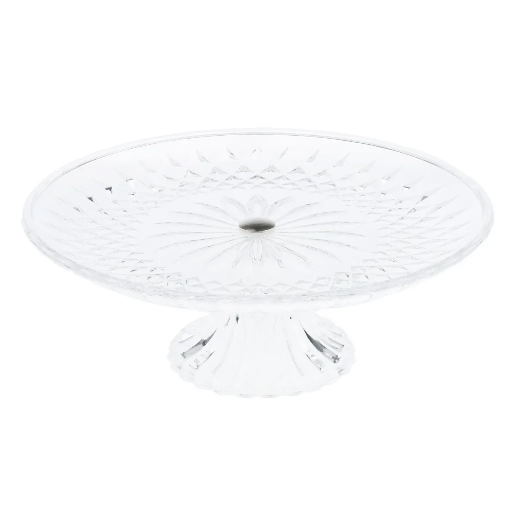 Round Clear Dish Platters Plate Food Serving Tray with Base, Plastic