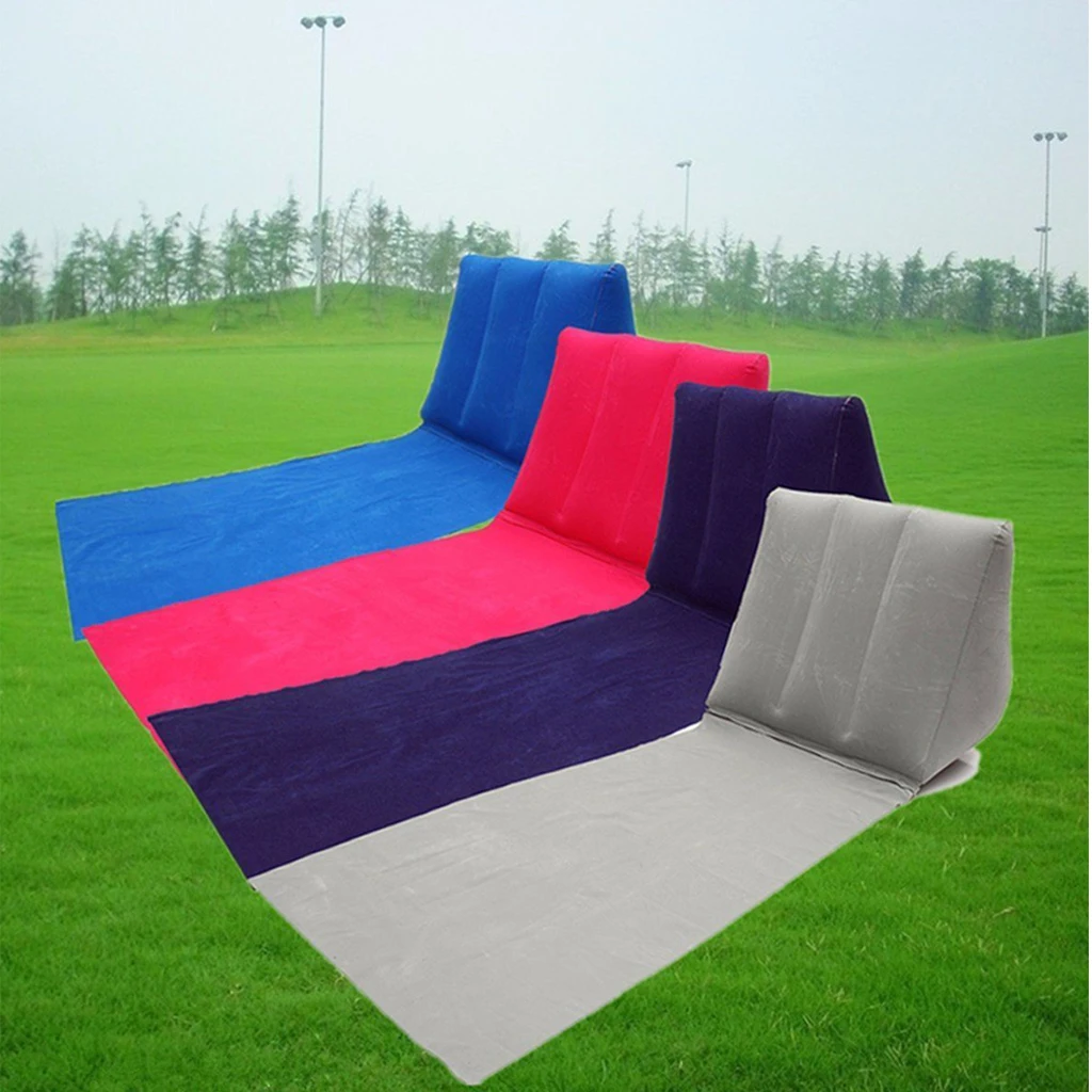 Inflatable Beach Sunbathing Camp Lounger Back Pillow Cushion Chair Air Sleep Bed Lying Seating Inflatable Beach Cushion Chair