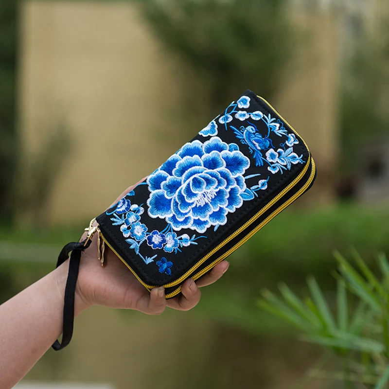 New Flower Embroidered Wallet Purse Handmade Ethnic Flowers Embroidery