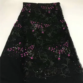 

Embroidered beautiful butterfly pattern with sequins and colorful beads dress fabric ARF41 Free shipping French Lace Fabric