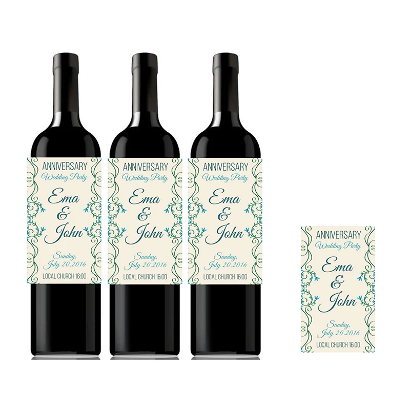 

20 Pieces, Personalized Birthday, Bride Shower, Wedding Champagne Wine Labels, Stickers, Wrappers, Bottle Decoration