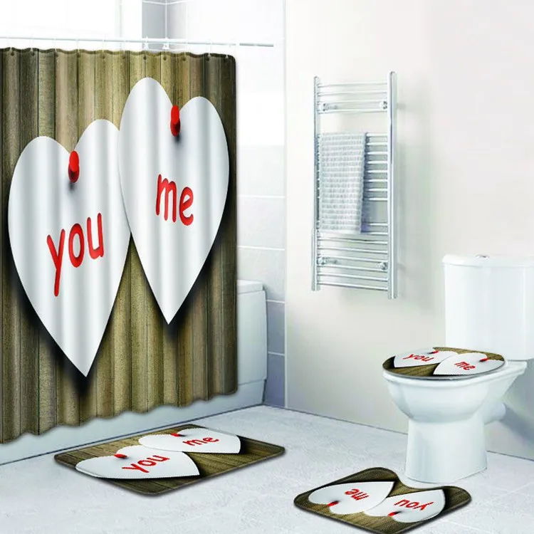Бесплатная доставка 4 шт. любовник целует Banyo Paspas ванная комната коврики для ванной набор Нескользящие Tapete Banheiro моющиеся туалет ковры Alfombra
