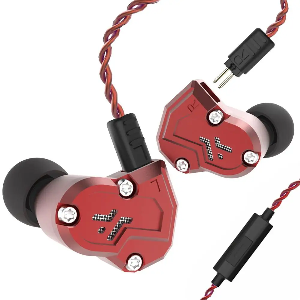 Revonext QT3S 2DD+ 2BA гибридная технология в ухо наушники HIFI наушники с уравновешенным якорем для Спортивный Бег Наушники вкладыши Обновление кабель QT5 - Цвет: Red with mic