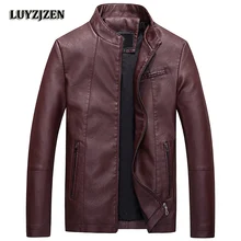 LUYZJZEN мужская куртка из искусственной кожи пальто повседневная куртка из искусственной кожи высокого качества классический мотоцикл велосипед ковбойские куртки пальто замша Топ 633