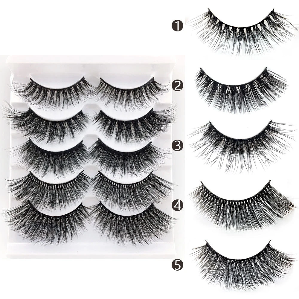

5 Para Black Matoso Manuales False Eyelash Natural Soft Extended Reusable Mix and Match Simulation Mink Eyelash