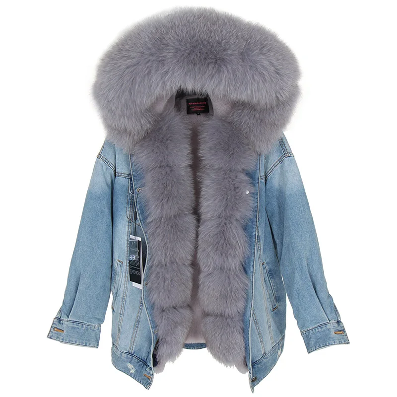 Parka Real Fur Coat Winter Jacket Women Real Natural Fox Fur Coat Thick