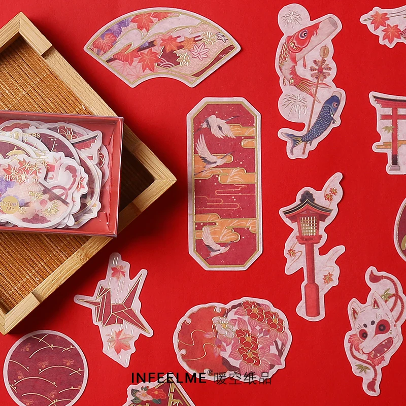 

4pcs/box Chinese antiquity sakura bronzing Decorative Sticker DIY Scrapbooking diary album Sticker
