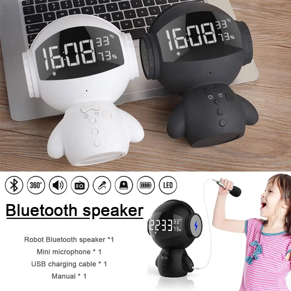

Kuulee Bluetooth Speaker Clock Robot Multi-functional Power Bank Mini Microphone Card Insert Speaker