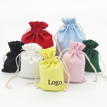 

Canvas Bag Packaging Jewelry Makeup Wedding Party Storage Shoe Gift Wrapping Bag Cotton Drawstring Pouches Print Logo Custom 50p