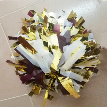 

Pom poms 6" Baton Metallic white,Metallic gold Mix plastic Coffee Custom Poms