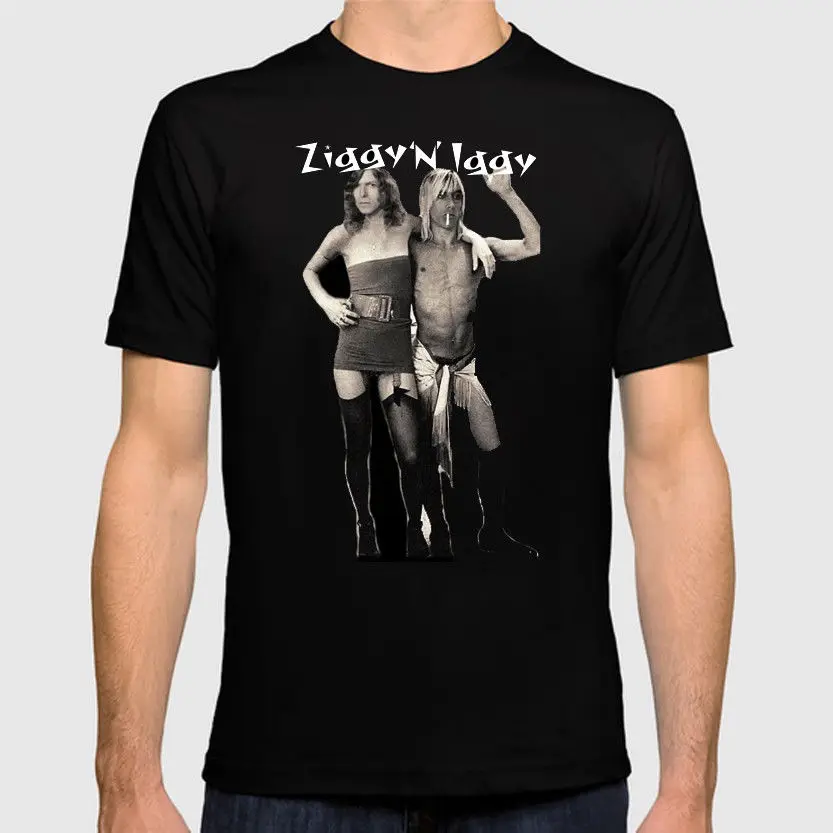 

David Bowie and Iggy pop Ziggy and Iggy 100% cotton T-shirt O-Neck Fashion Casual High Quality Print T Shirt