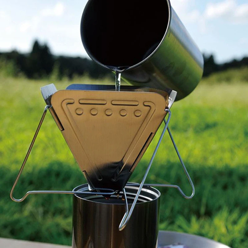 

Reusable Coffee Drip Filter Cup Stainless Steel Holder Metal Mesh Funnel Outdoor Dripper Coffee Camping Folding Rack Kitchen