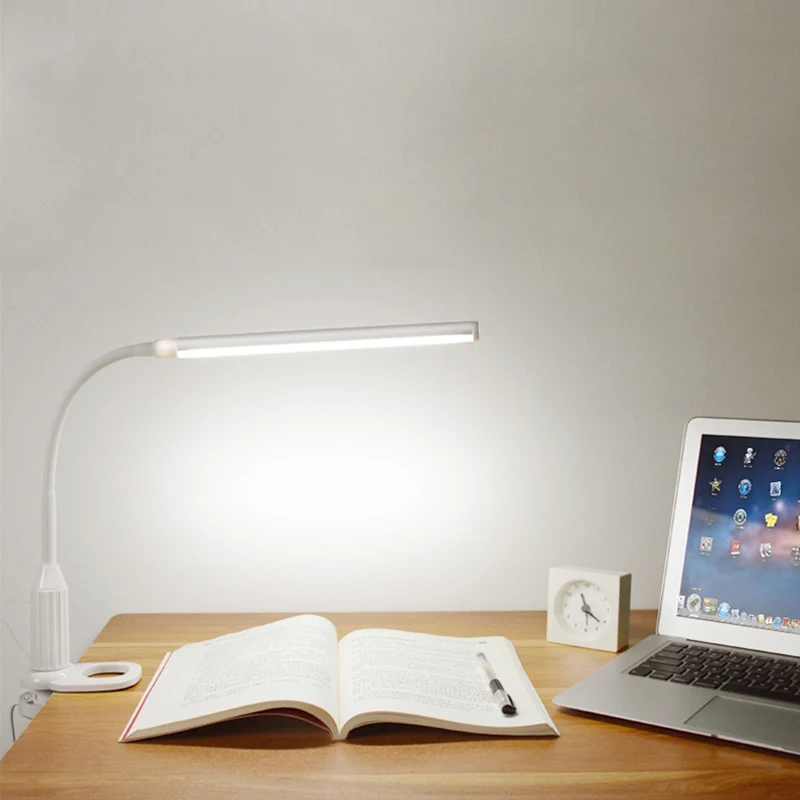 

LED Desk Lamp USB Powered Eye Protection Study Table Lamp Touch Switch Clip Reading Light Stepless Dimmable Bendable Table Light
