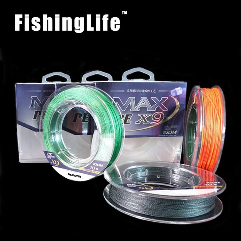 FishingLife 9 strand Multifilament ЧП плетеная леска пресной и морской рыбалки FreeShipping100M10-15090605040LBGrey