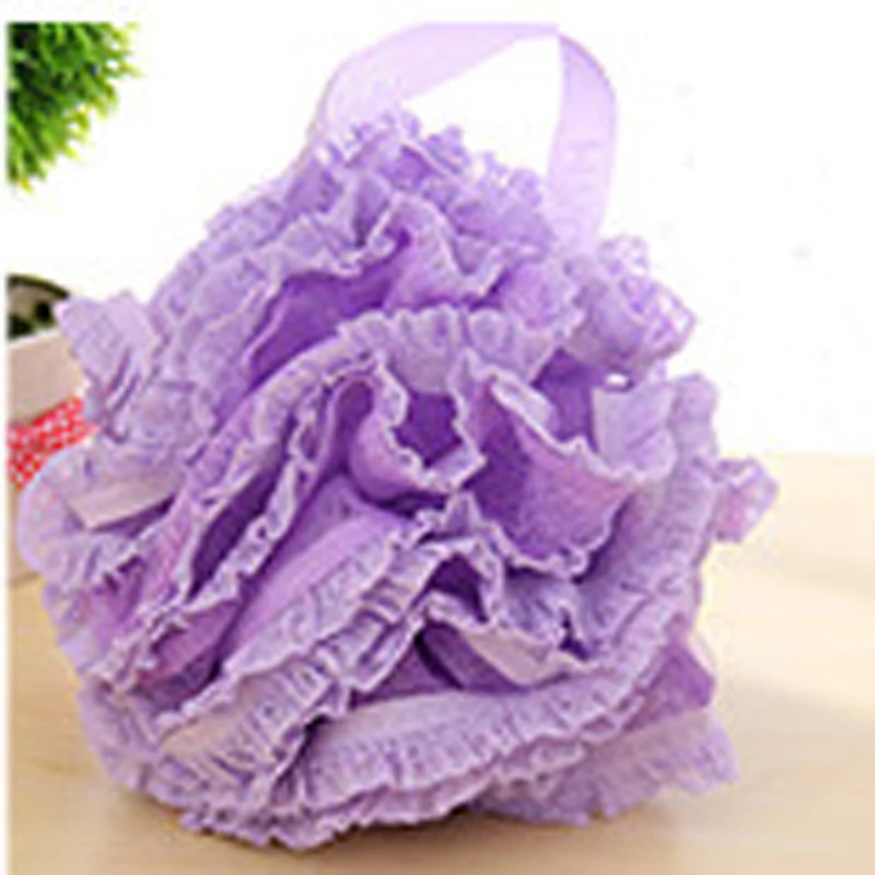 2 шт. Loofah цветок нейлон Бомбочки для ванны Холодный Шар для ванной полотенца Массажная Мочалка для тела Чистящая сетка душ стирка губка для ванная комната - Цвет: Фиолетовый