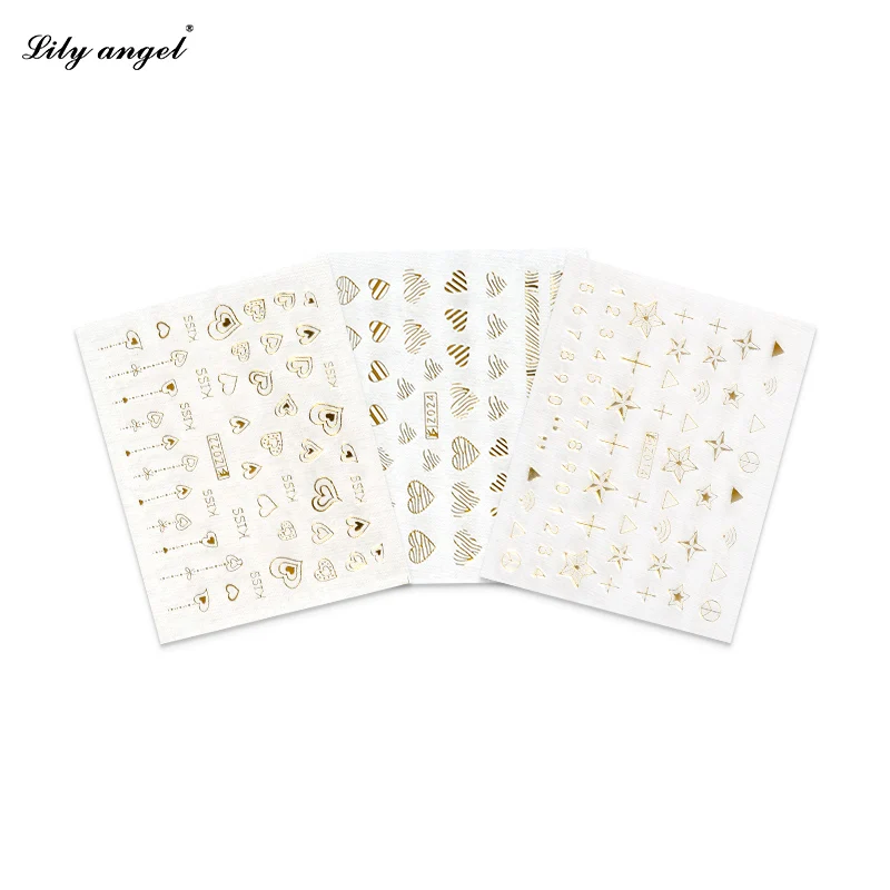 

3 PCS 3D Gold/Silver/Black Heart Design Water Transfer Sticker Nail Art Decals Temporary Tattoos DIY Tips Watermark Beauty Tools