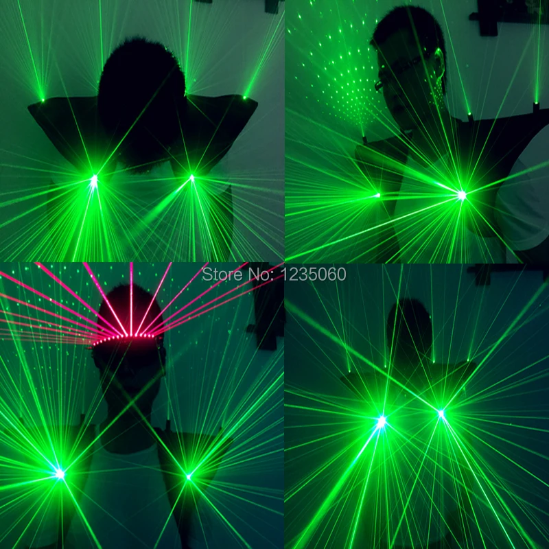 Модный Зеленый костюм Laserman жилет со светодиодами светящийся красные лазерные