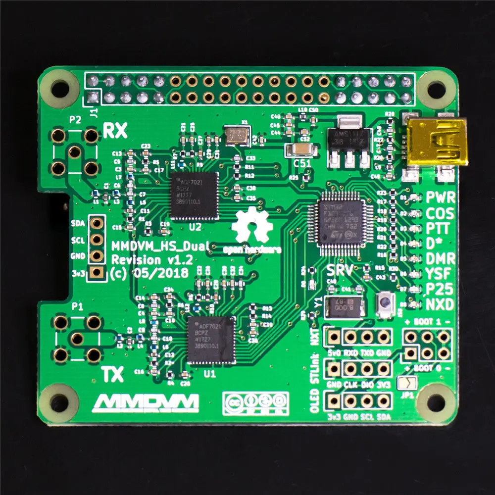 V1.3 MMDVM_HS_Dual_Hat дуплексная плата горячей точки+ 2 шт антенна поддержка P25 DMR YSF NXDN для Raspberry pi