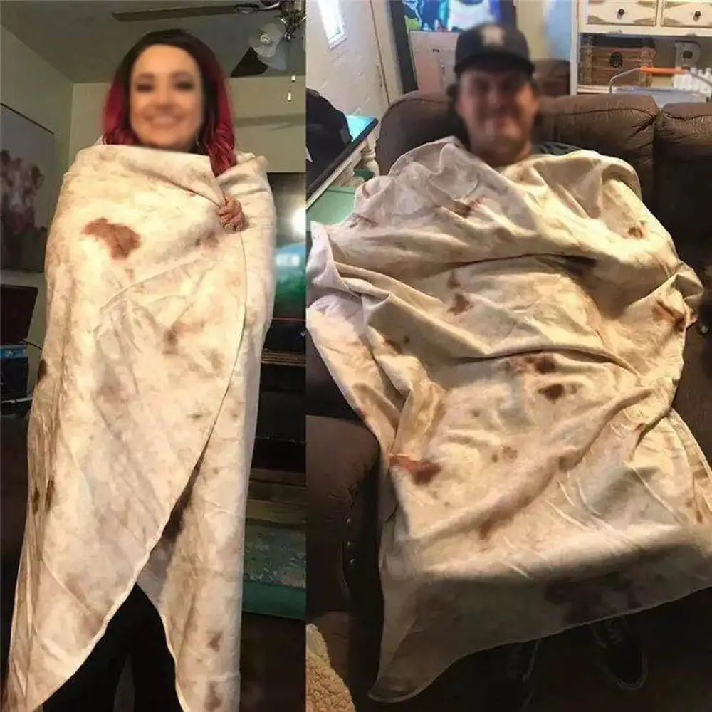 Креативное одеяло Tortilla забавное круглое Burrito текстурное супер мягкое Флисовое
