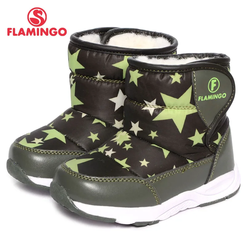 FLAMINGO Winter Waterproof Wool Warm Mid-Calf Hook& Loop High Quality Kids Shoe Anti-slip Size 22-27 Snow Boots for Boy W6NQ003 FLAMINGO Winter Waterproof Wool Warm Mid-Calf Hook& Loop High Quality Kids Shoe Anti-slip Size 22-27 Snow Boots for Boy W6NQ003