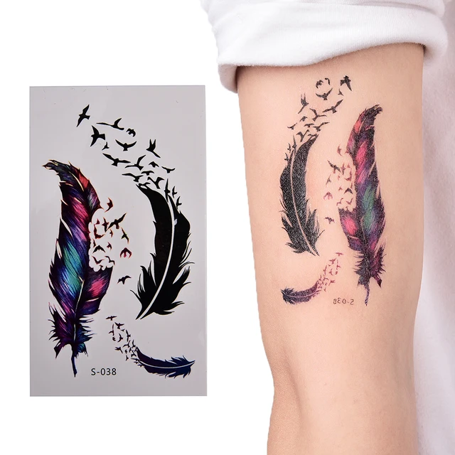 hot sell women paste tattoo sleeve transfer 3d colorful small hot sell women paste tattoo sleeve transfer 3d colorful small feathers henna fake tattoo waterproof temporary